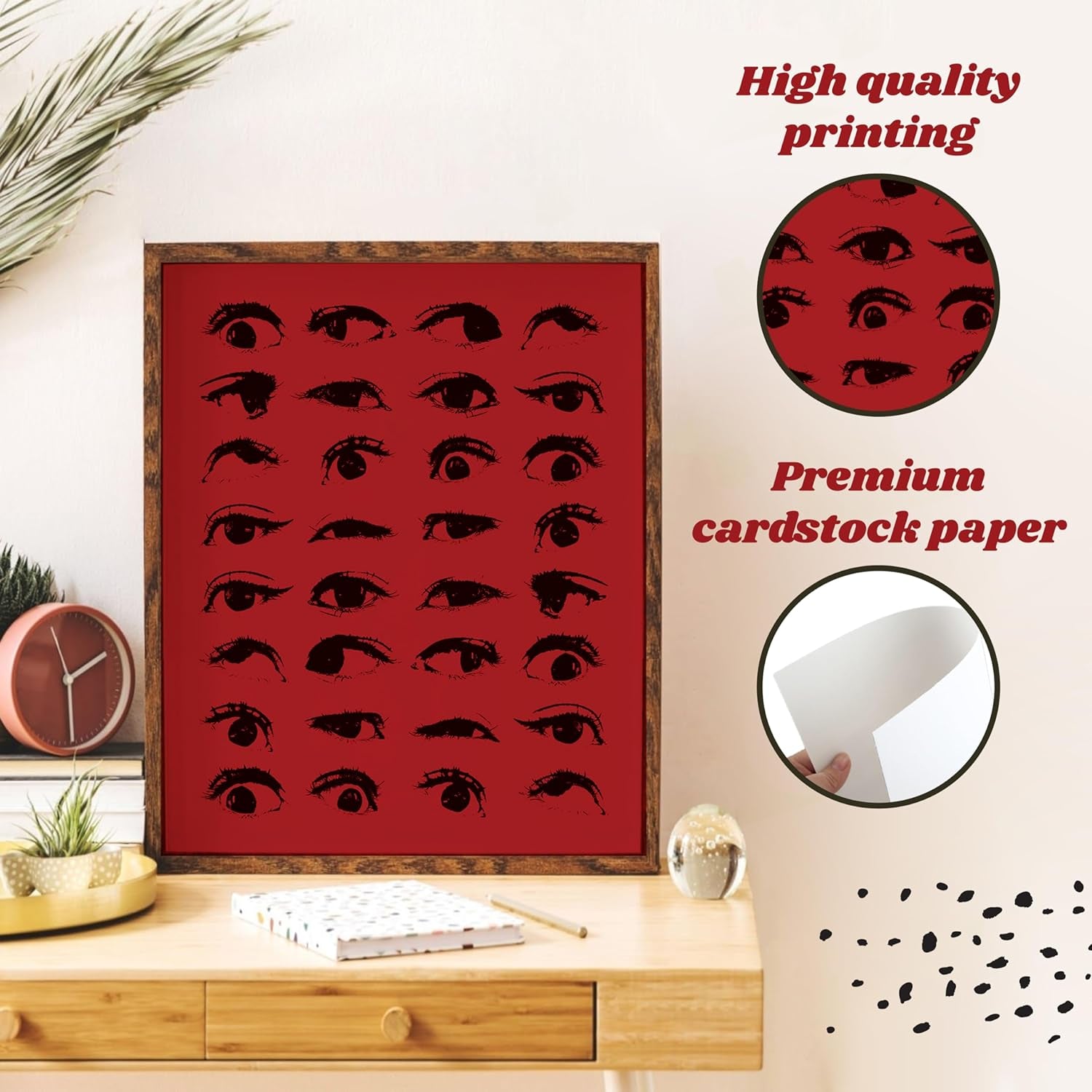 Y2K Room Decor Kit featuring high quality printing and premium cardstock paper with red eye prints