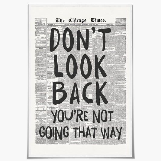 Retro Newspaper Posters Positive Affirming Quotes Posters Black and White Wall Art Don'T Look Back You'Re Not Going That Way Room Aesthetic Poster Apartment Bedroom Decor12X18Inch Unframed