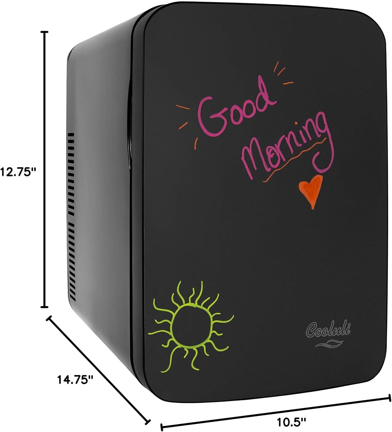 15L Mini Fridge with Magnetic Blackboard - Portable Small Refrigerator for Travel, Car &amp; Office, V15LE2BK