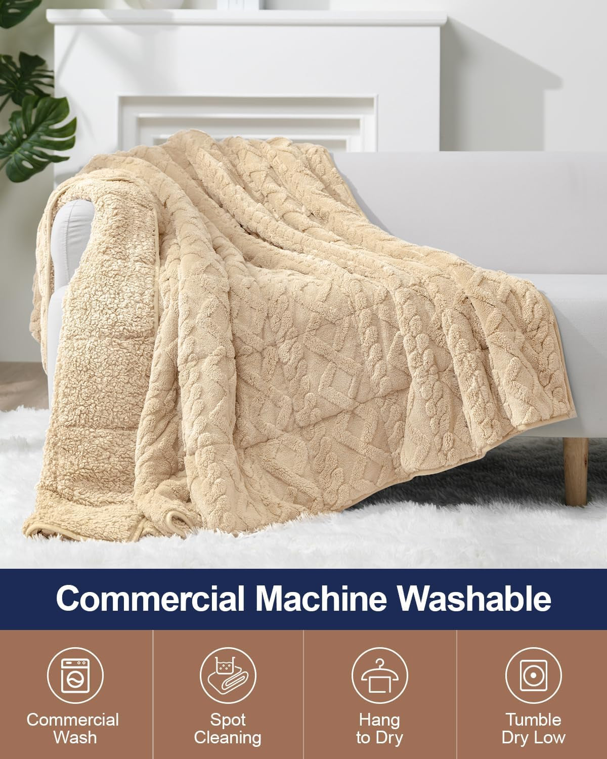 Cream White Sherpa Weighted Blanket