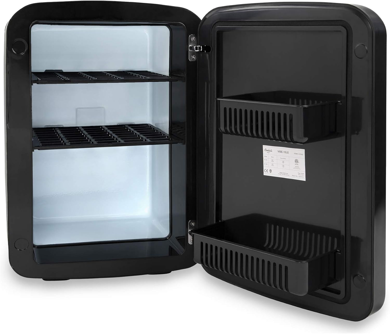 15L Mini Fridge with Magnetic Blackboard - Portable Small Refrigerator for Travel, Car &amp; Office, V15LE2BK