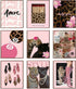 Pink leopard wall art set 9-piece Y2K canvas prints