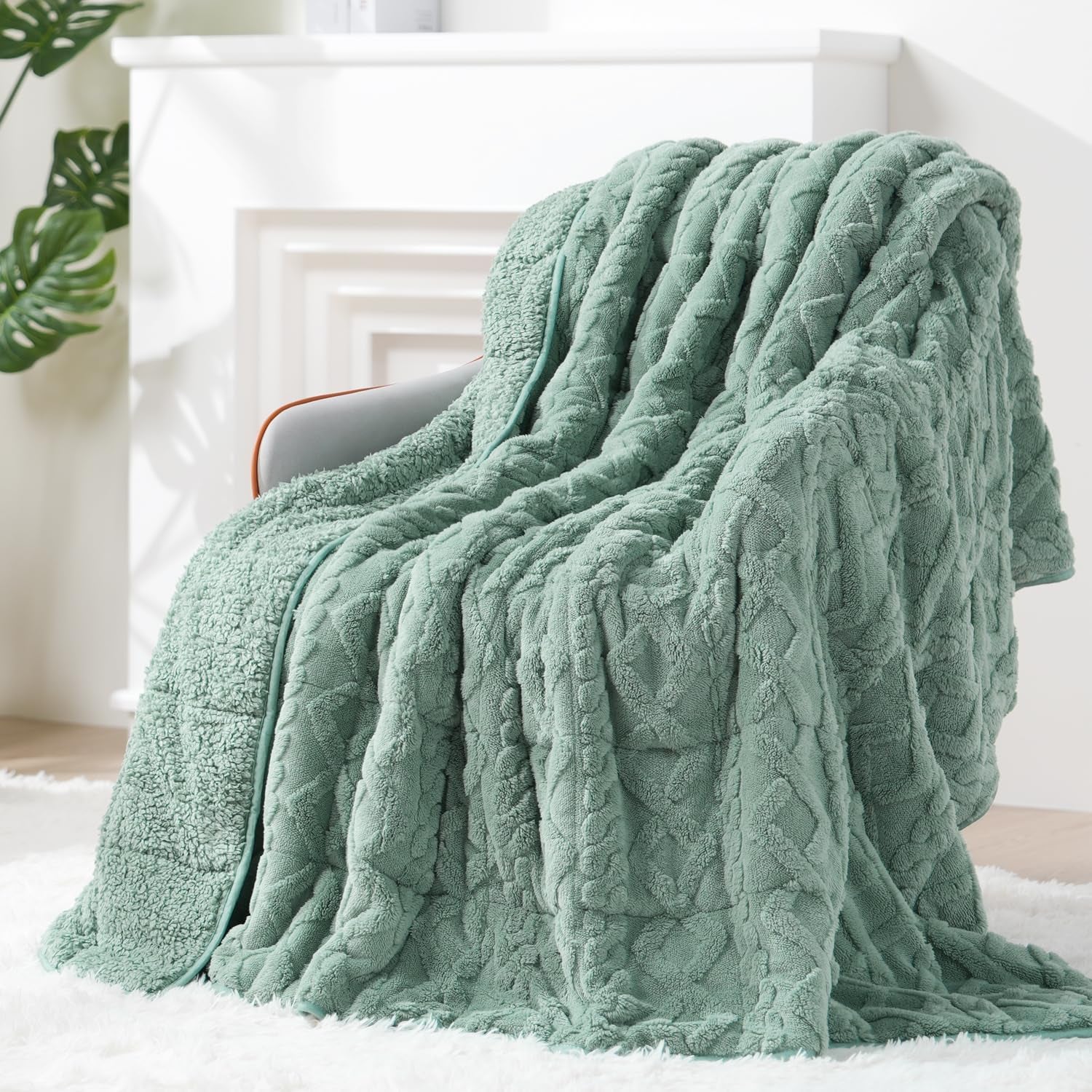 Green Sherpa Weighted Blanket