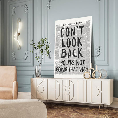 Retro Newspaper Posters Positive Affirming Quotes Posters Black and White Wall Art Don'T Look Back You'Re Not Going That Way Room Aesthetic Poster Apartment Bedroom Decor12X18Inch Unframed