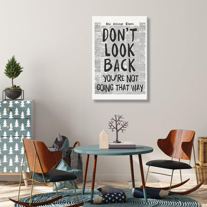 Retro Newspaper Posters Positive Affirming Quotes Posters Black and White Wall Art Don'T Look Back You'Re Not Going That Way Room Aesthetic Poster Apartment Bedroom Decor12X18Inch Unframed