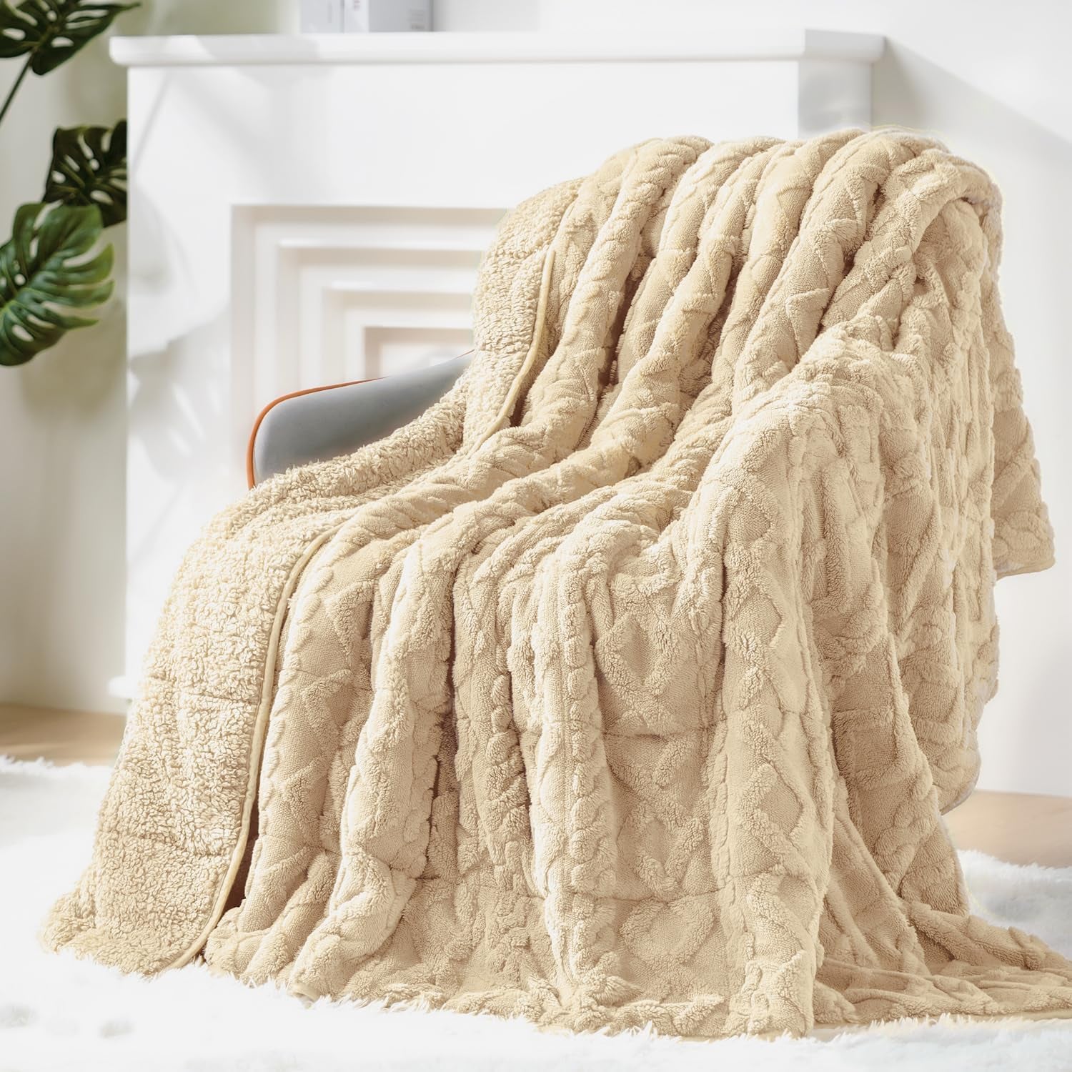 Cream White Sherpa Weighted Blanket